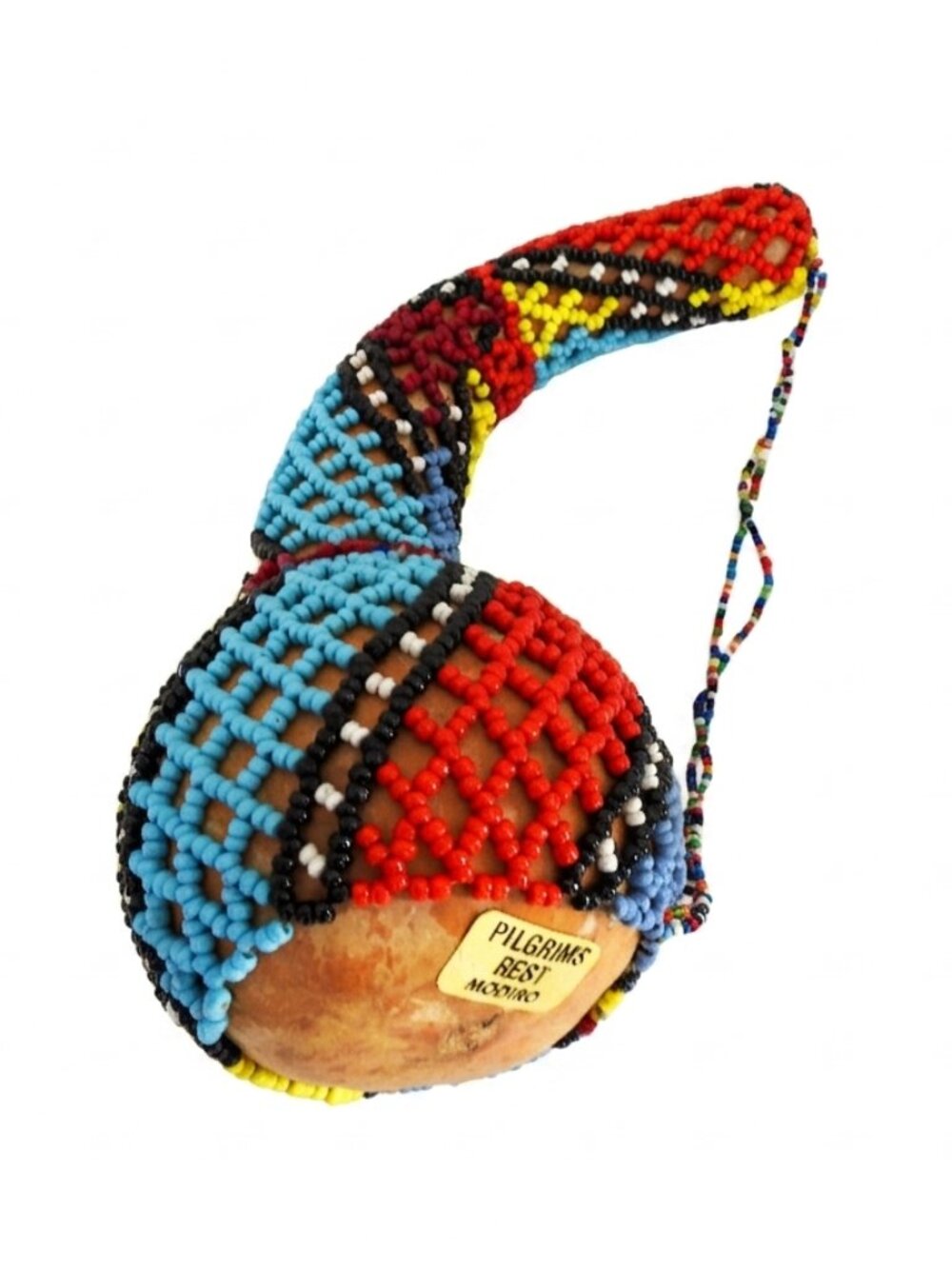 Vintage Modiro South Africa Hand Beaded Gourd Folk Art 8" Thanksgiving Decor